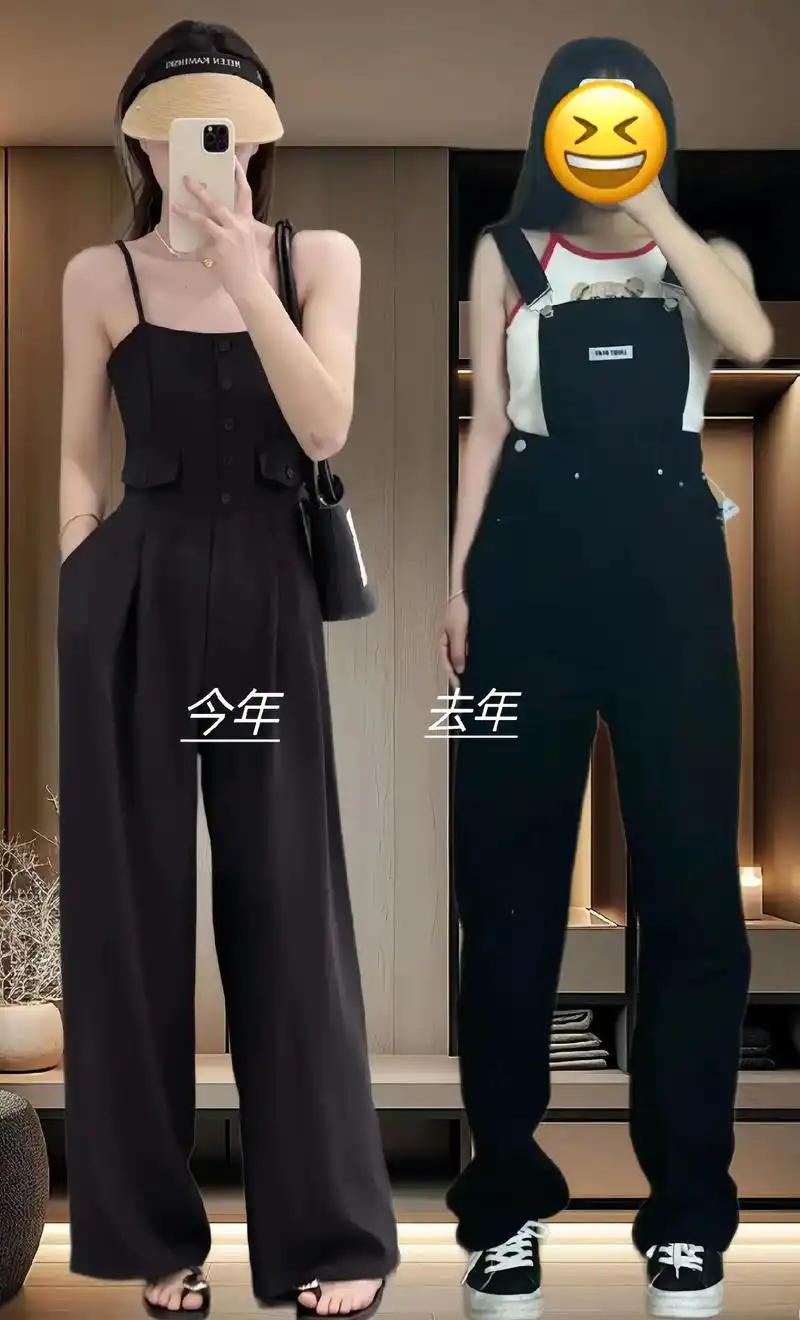 简约黑色吊带连体裤,时尚与舒适的完美融合,尽显优雅