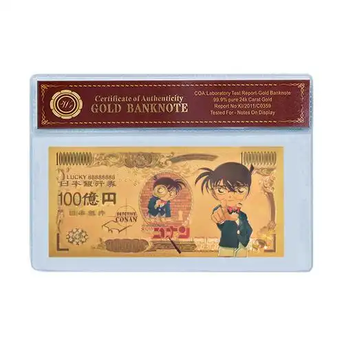 跨境日本经典漫画周边名侦探柯南纪念钞金箔币塑币收藏币工厂批发
