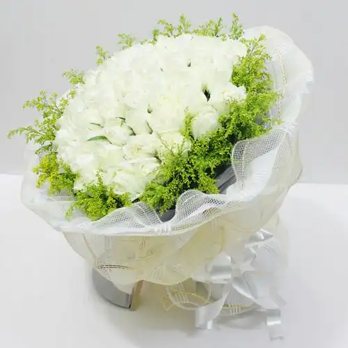 海洋之心66朵白玫瑰花束