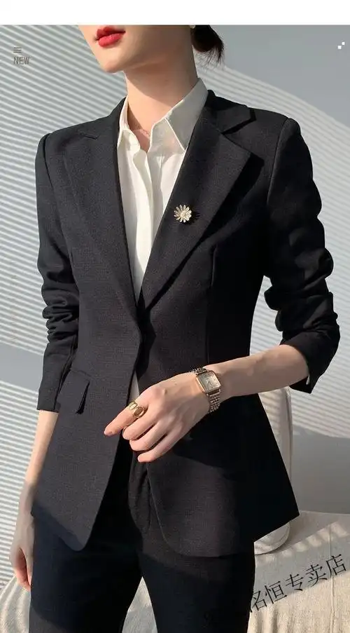 罗蒙特价捡漏高档品牌藏蓝色职业西装套装女士高级感时尚显气质瘦大学