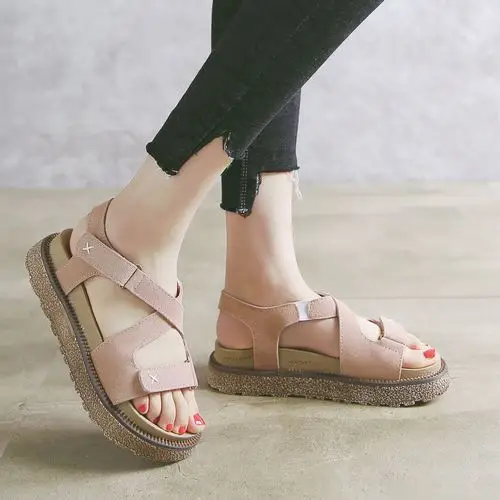 2018 夏款真皮大码42 41女式凉鞋原单尾货 外贸品牌折扣休闲女鞋