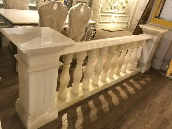 云浮厂家热款阳台楼梯扶手栏杆别墅会所天然玉石材罗马柱护栏定制