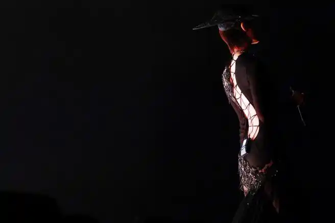 大量手工刺绣钉珠细节和背部的性感设计,华丽而优雅,在《冰菊物语》