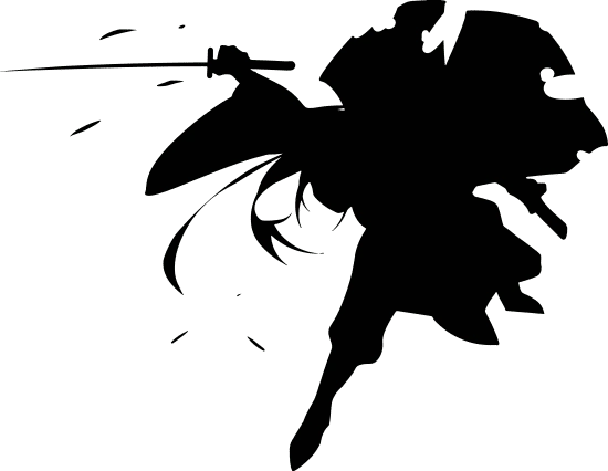 武侠人物黑白水墨素材砍