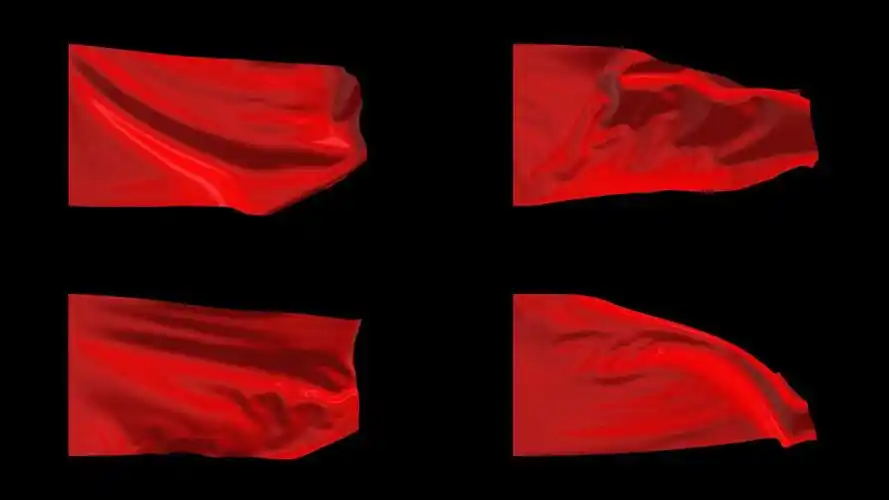 飘动的红色旗帜绿幕视频素材下载红旗飘扬