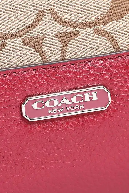 coach/蔻驰 经典logo卡其红色女士帆布/配皮手提单肩包 f28728 特价