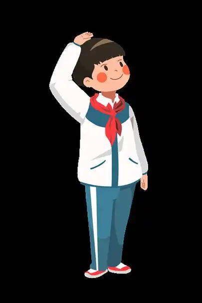 红领巾少年红领巾女孩少先队员敬礼卡通老师人物学生敬礼少儿奥数培训