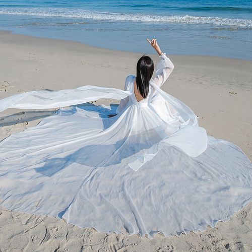 超仙大摆飘逸裙  三亚沙漠旅游衣服超仙红色大摆拖尾拍照飘逸海边度假