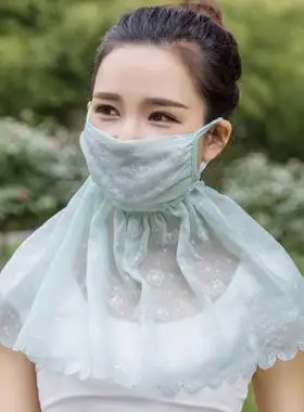 夏季护颈女全遮脸面罩全脸面纱口罩