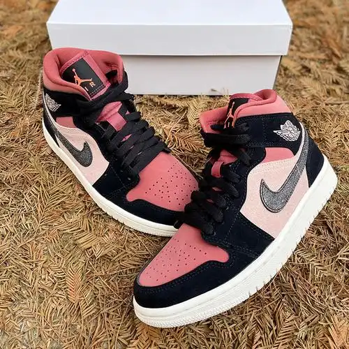 airjordanmidaj1粉色红豆奶茶中帮篮球鞋bq6472202篮球鞋