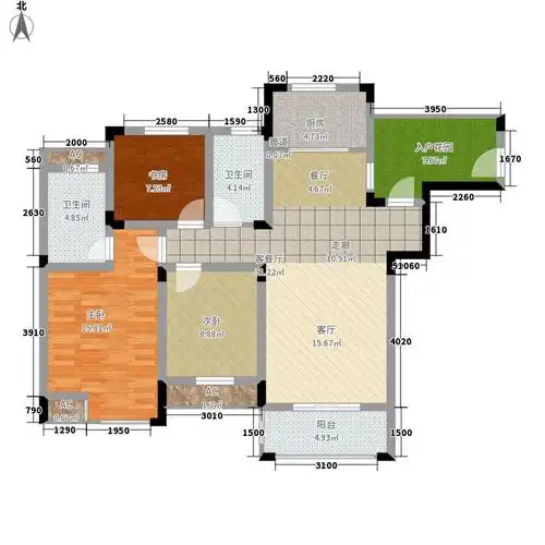 中电颐和家园114.96㎡面积11496m户型