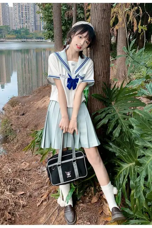 jk套装中jk制服欲日系二本校供水手服春夏学院风现货中短袖上衣白色不