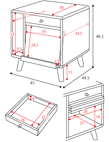 外形尺寸 宽 45 x 深度 44.5 x 48.