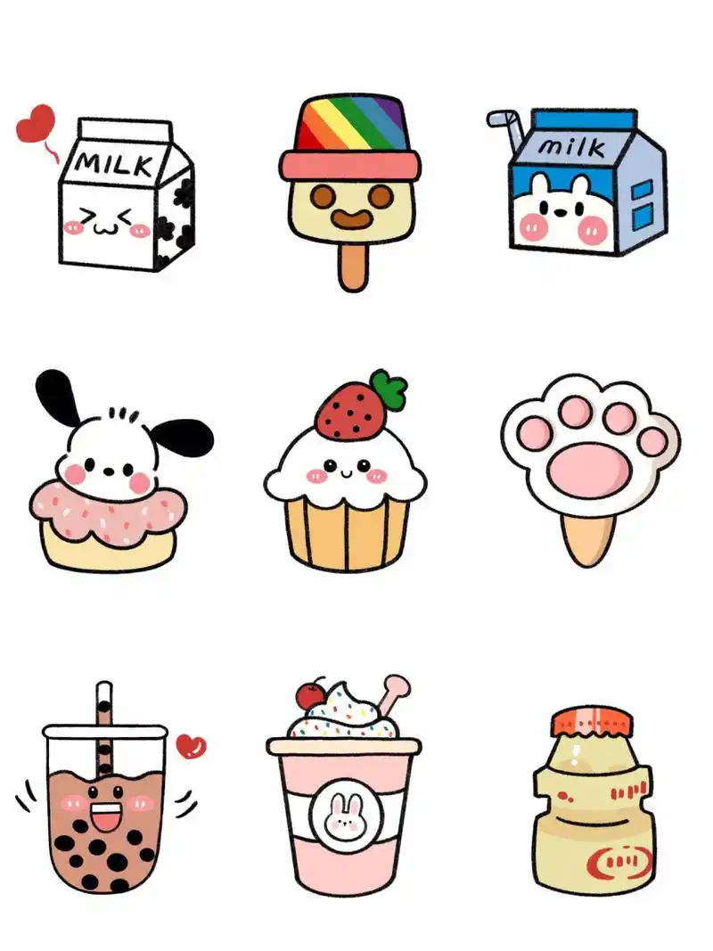 简笔画97各种可爱食物的画法 9499最近比较忙,没有空画画96