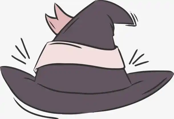 灰色手绘女巫帽