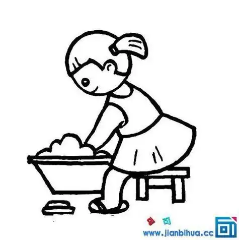 洗衣服简盆子简笔画