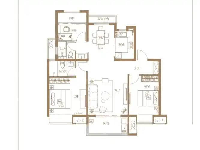 经开正荣府3室2厅2卫户型图