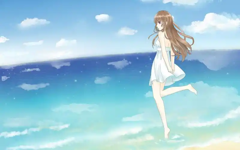 海边俏皮女生壁纸 _ 图片网