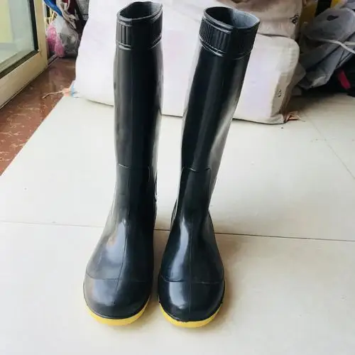 直销批发双色男高筒长筒插秧靴高帮劳保工矿水靴防滑雨靴雨鞋
