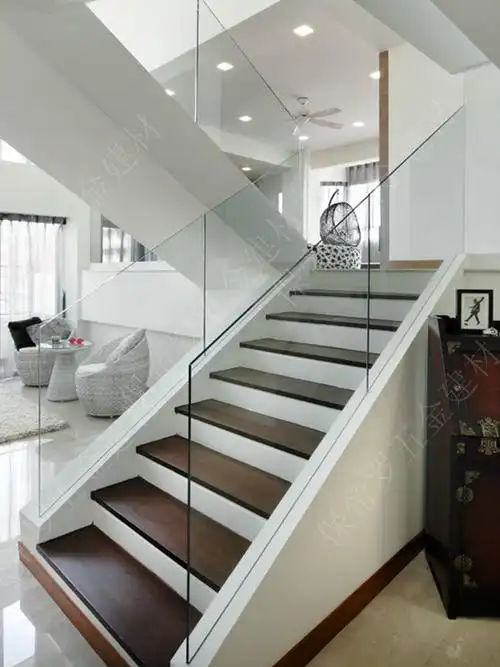 家居时尚简约不锈钢玻璃栏杆木踏板楼梯扶手护栏 别墅bdl-4030