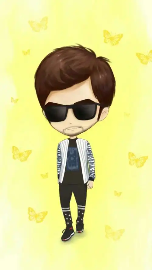 原创 手绘 壁纸 周杰伦 卡通 q版 酷 墨镜伦