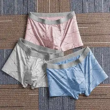 加肥加大码打底内穿男生胖子短裤头底裤衩y033条装蓝色浅灰浅粉xxxl