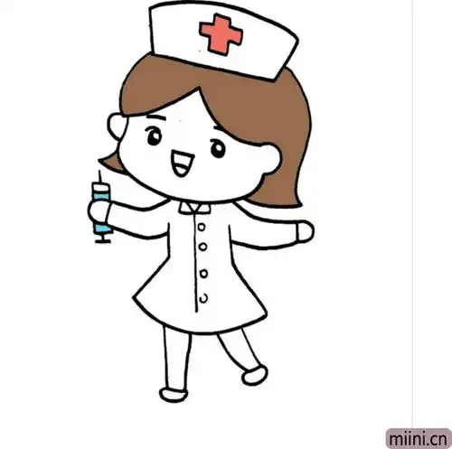 准备帮病人打针的护士简笔画步骤教程
