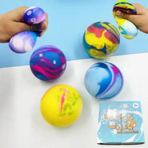 亚马逊炫彩球面粉球捏捏乐减压玩具搞怪创意挤压珠子球减压玩具