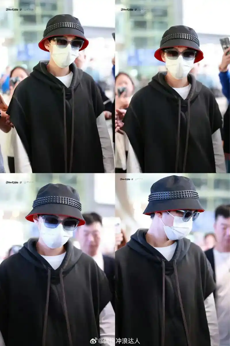 王俊凯回国机场# 王俊凯结束巴黎时装周行程北京到达,帅哥回 - 兑音