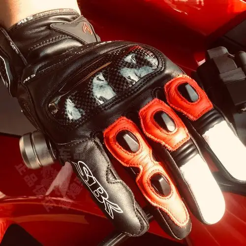 手套sbk碳纤维机车摩托车牛皮st10竞技跑山赛道骑士手套