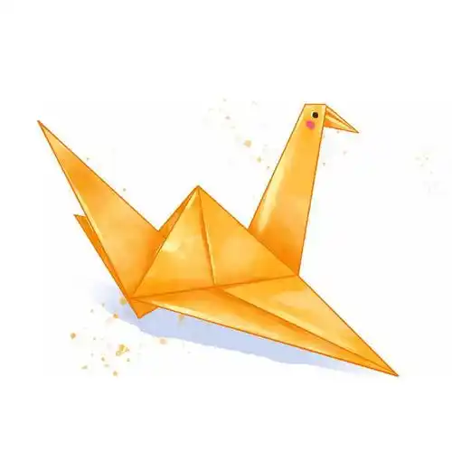 一只黄色千纸鹤水彩画插画3909765免抠图片素材 休闲娱乐-第1张