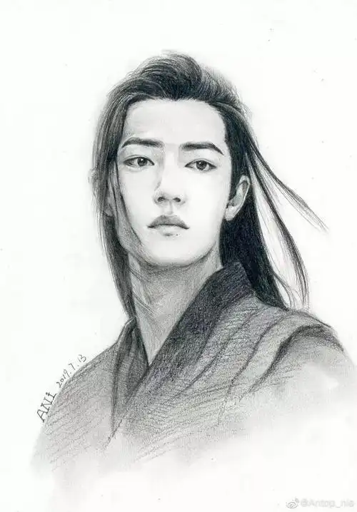 肖战手绘素描图片