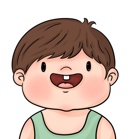 夏日卡通儿童画可爱小男孩开心咧嘴人物主题头像插画