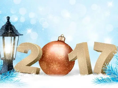 新的一年2017年,云杉枝,雪花,冬天,矢量 桌布 - 2560x1920
