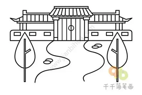 古镇简笔画图片