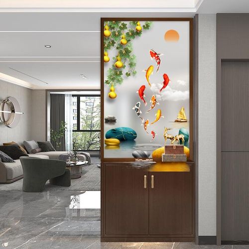 正对大门屏风柜入户进门玄关柜鞋柜一体家用客厅艺术玻璃隔断客厅