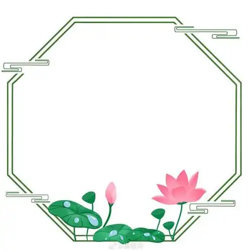 边框设计 | 古风荷花窗户边框免抠素材 版权素材 by 摄图网