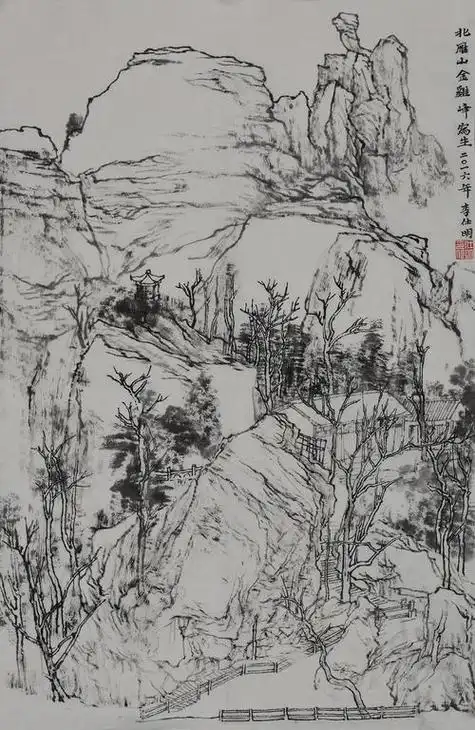 素描山水风景画图片素描画风景山水画