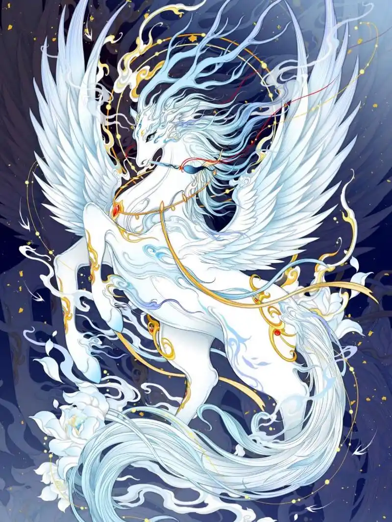 【吾乃,神兽白泽】 又再次画了白泽,超级喜欢它, 这里说一下,搬运请