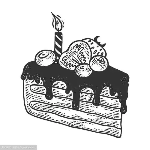 生日蛋糕素描版画
