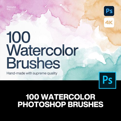 100款水彩绘画水墨印染中国风墨染背景底纹ps笔刷插件设计素材