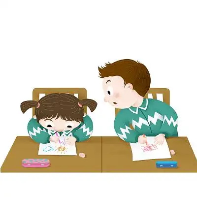 手绘卡通儿童上课嬉戏原创人物素材