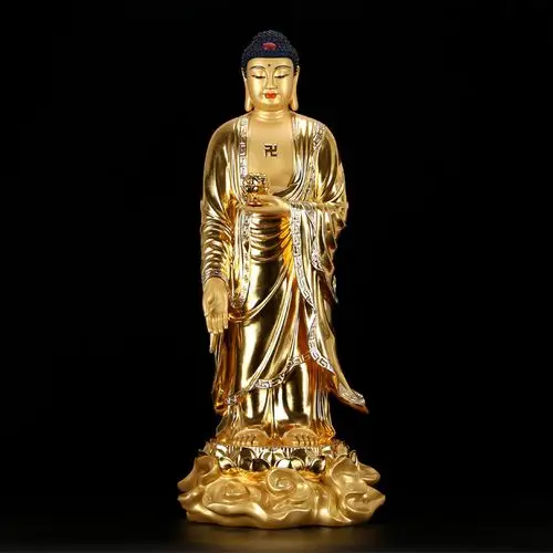 阿弥陀佛佛像台湾摆件贴金圆通供奉纯铜