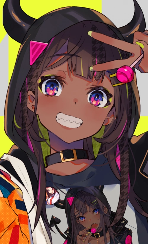 动漫二次元插画褐色黑皮肤少女角色图集–acg图包网