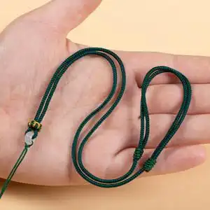 莲花座红色挂脖子项链绳吊坠绳子黄金翡翠玉坠挂绳观音佛手工编织