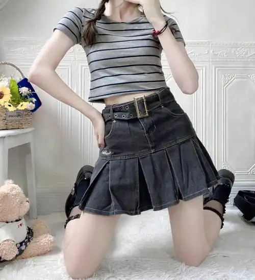 梨形必入身材巨遮胯 显瘦的牛仔短裙 ‼️