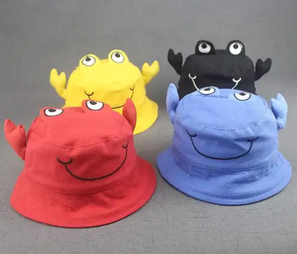 小螃蟹儿童盆帽秋季新款卡通宝宝帽子平顶婴幼儿渔夫帽批发童帽秋