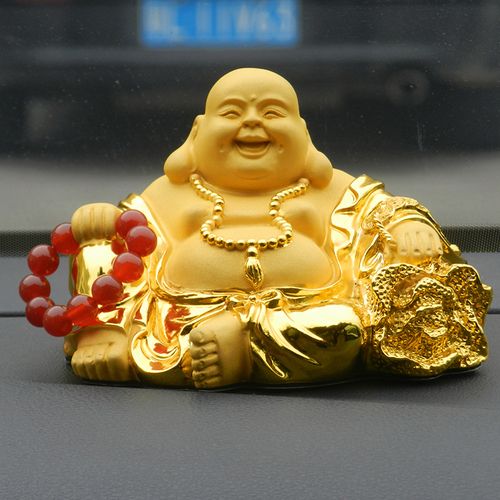 宏途好运 弥勒佛汽车摆件 车内饰品佛像 车上创意保平安车载车饰佛系