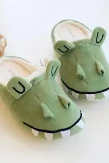 秋冬季可爱卡通鳄鱼狮子棉拖鞋动物个性毛绒加厚保暖拖鞋男女情侣