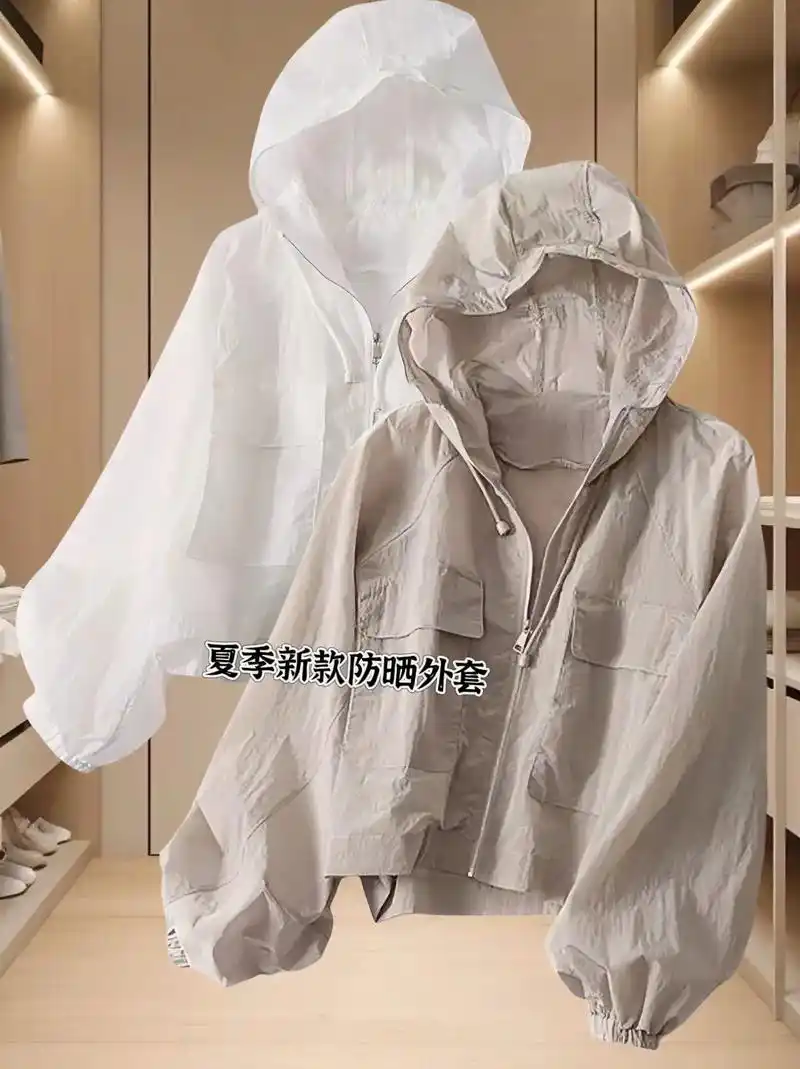 夏季新款韩版连帽短款防晒外套.